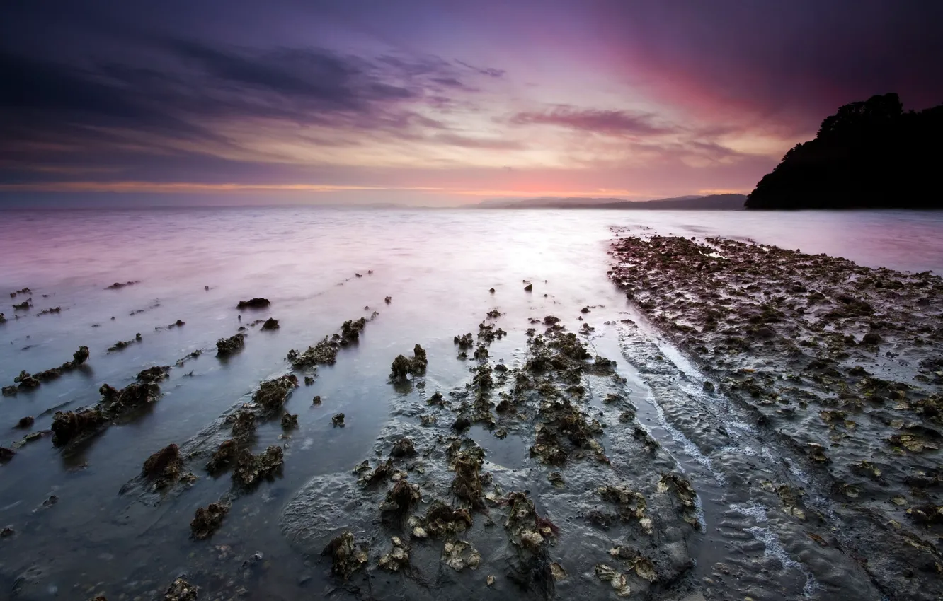 Photo wallpaper sea, stones, shore, horizon, 154