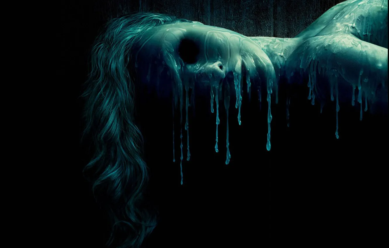 Photo wallpaper girl, black background, wax