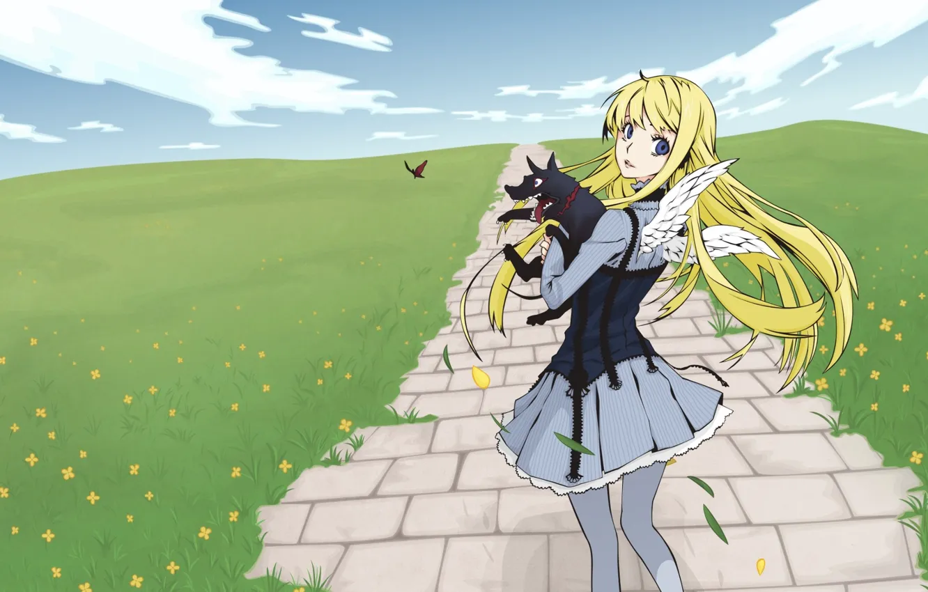 Photo wallpaper girl, dog, anime, Dogs Bullets & Carnage