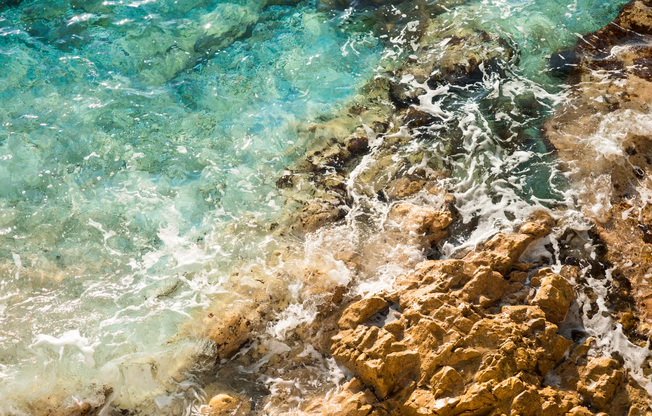 Photo wallpaper sea, water, pattern, rocks