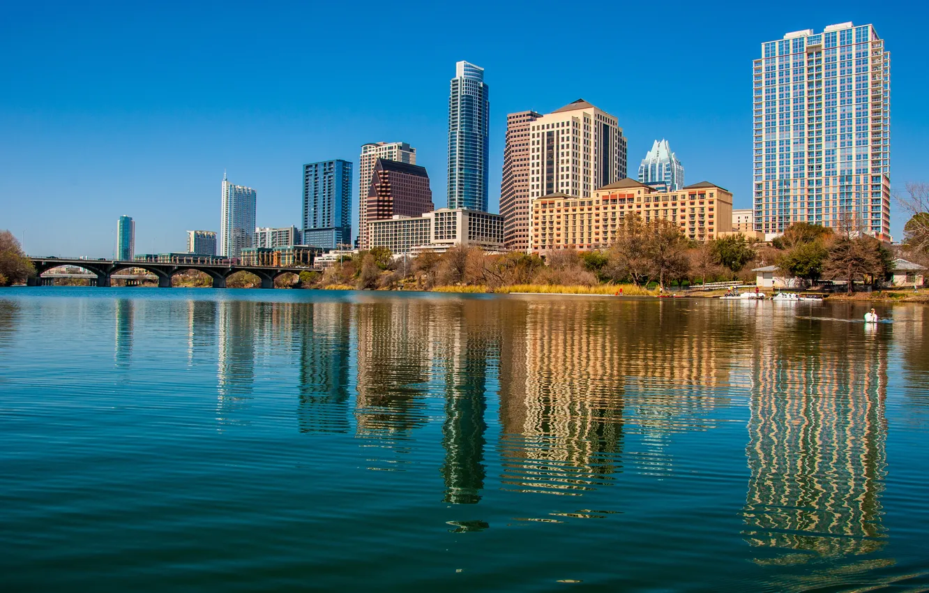 Photo wallpaper city, bridge, blue, Austin, Clear, architecture, building, cityscape