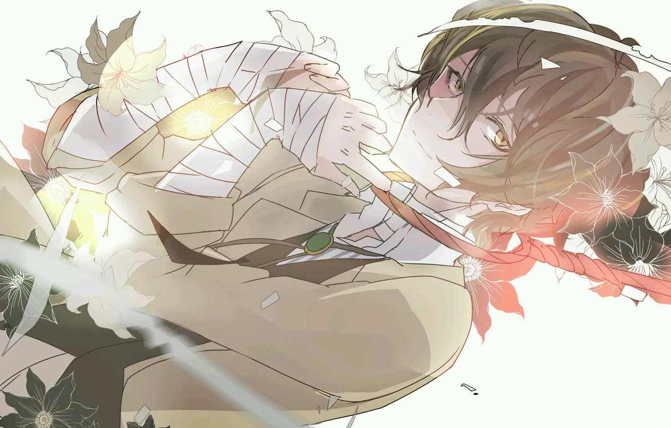 Photo wallpaper flowers, Bungou Stray Dogs, Stray Dogs: A Literary Genius, Dazai Osamu, llii