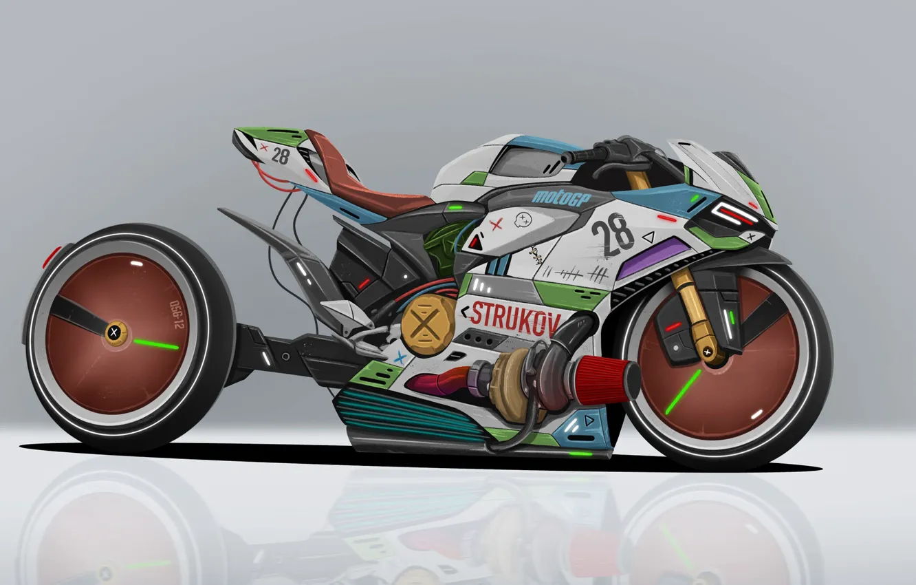 Photo wallpaper Motorcycle, Ducati, Art, MotoGP, Moto, Transport, Cyber, Motorcycle
