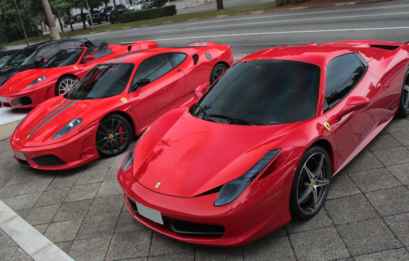 Photo wallpaper Ferrari, Red, Supercars, 458 Spider, 430 Scuderia, F430 Spider