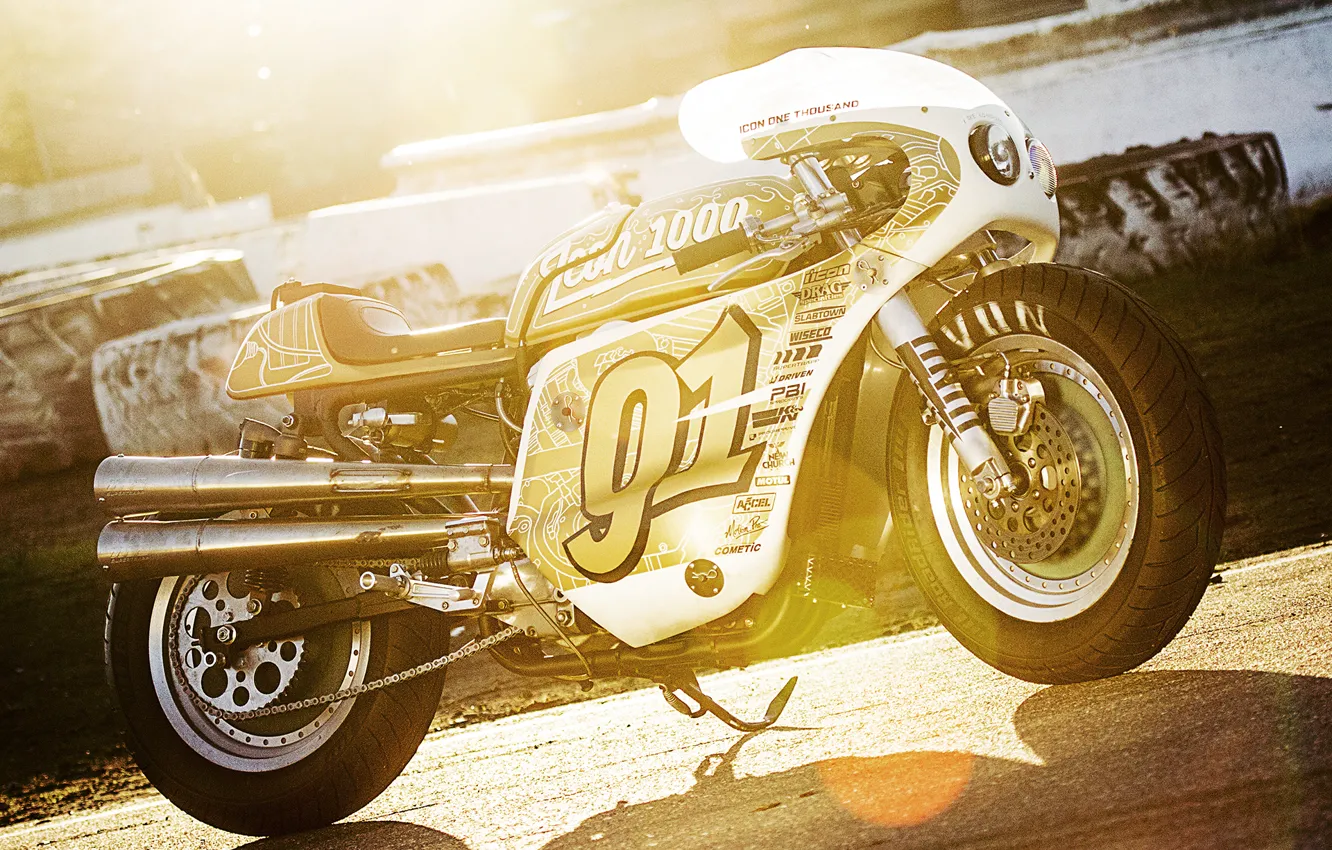 Photo wallpaper moto, custom, Harley-Davidson, sportbike, 1991, Sportster, v-twin, icon 1000