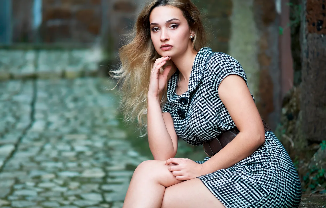 Photo wallpaper look, girl, feet, dress, Laura