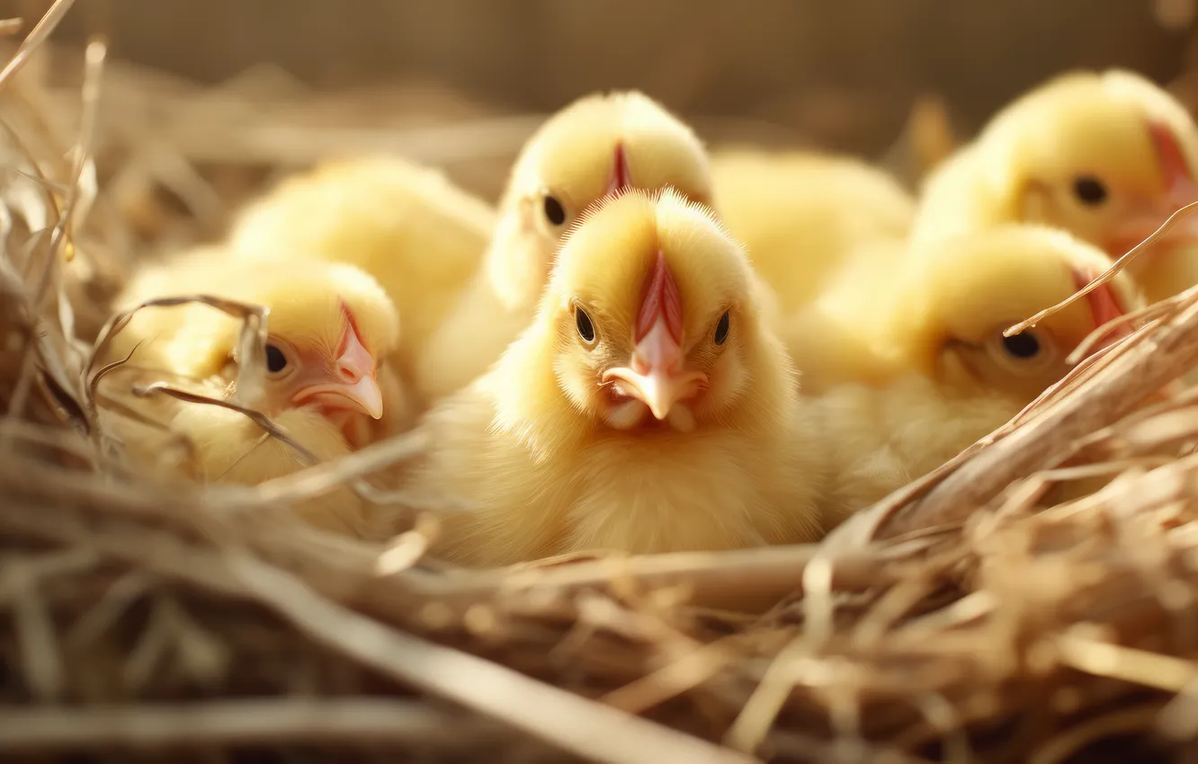 Photo wallpaper bird, chickens, Chicks, AI art, neural network