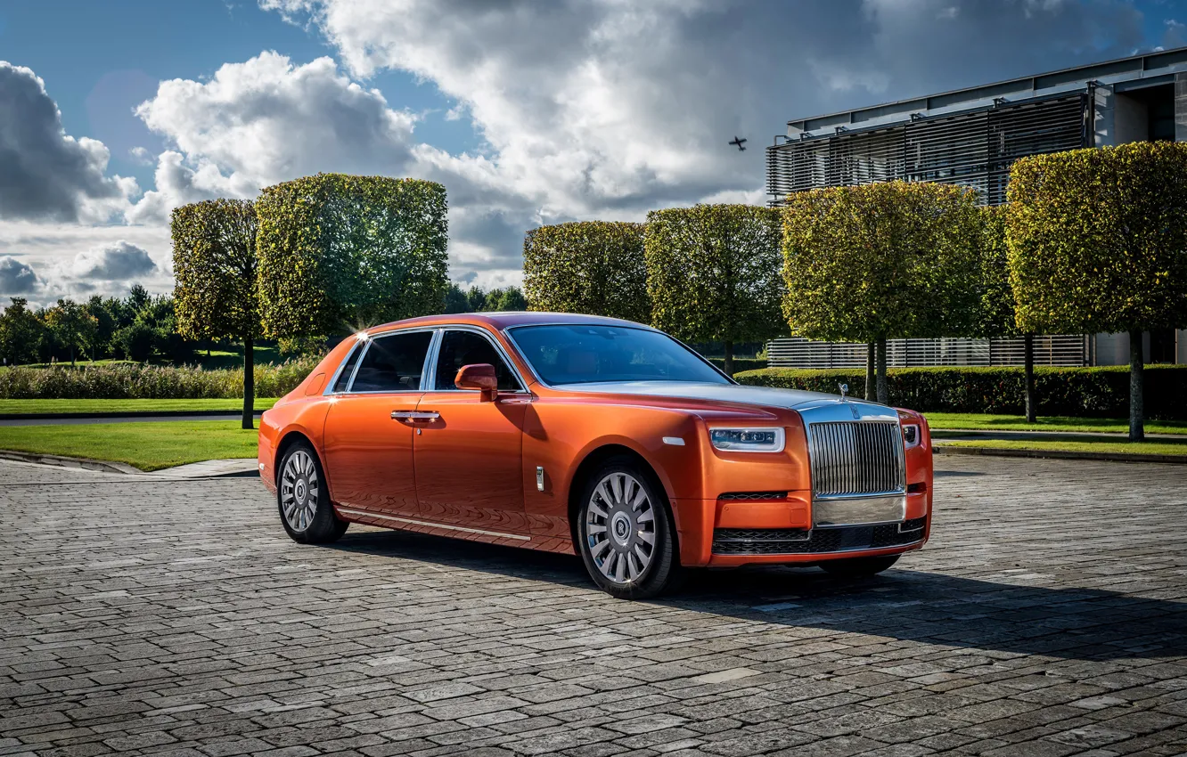 Photo wallpaper auto, the sky, the sun, Rolls-Royce, Phantom