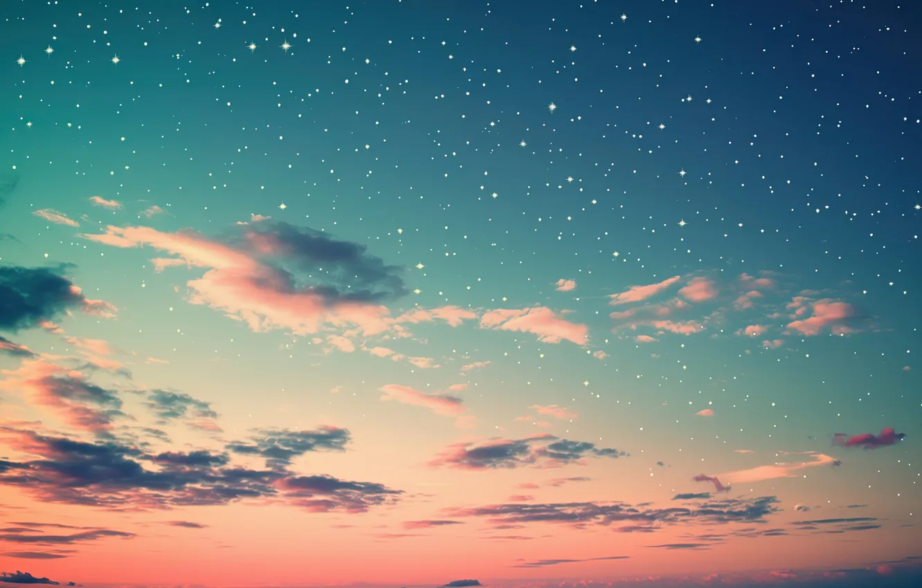 Photo wallpaper space, star, sky, cloud, gradient, minimalism