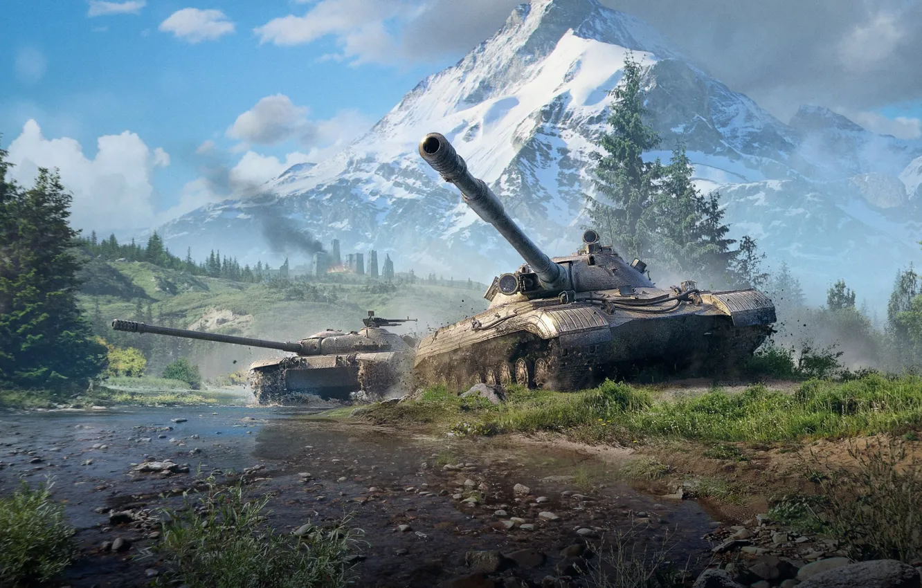 Photo wallpaper mountain, glacier, tank, Game, World of tanks, World of Tanks, Wargaming.net, The object 277