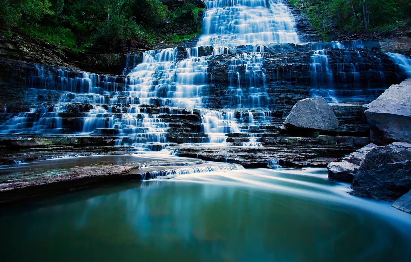 Photo wallpaper waterfall, cascade, Ontario, Hamilton, Albion Falls