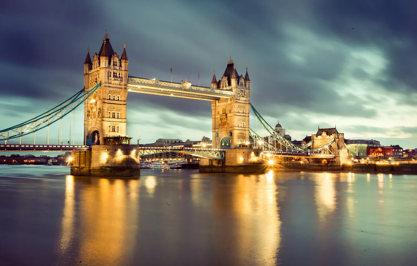 Photo wallpaper night, England, London, night, Tower Bridge, London, England, Thames River