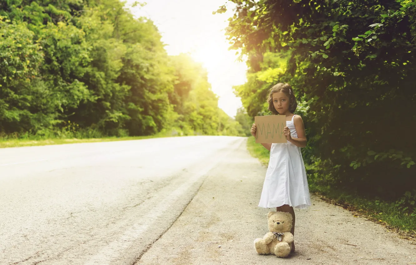 Photo wallpaper road, mood, girl