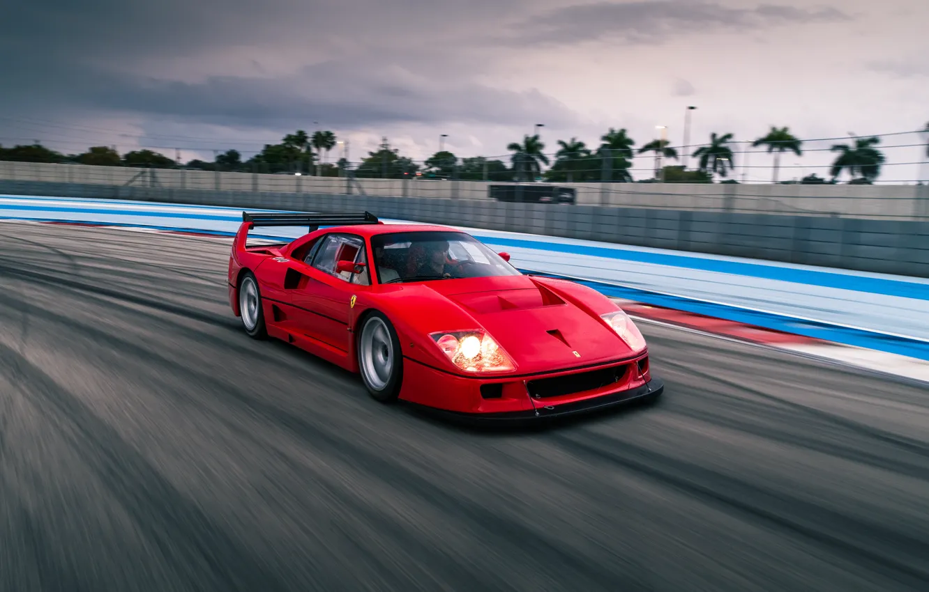 Photo wallpaper Ferrari, F40, drive, motion, Ferrari F40 LM by Michelotto
