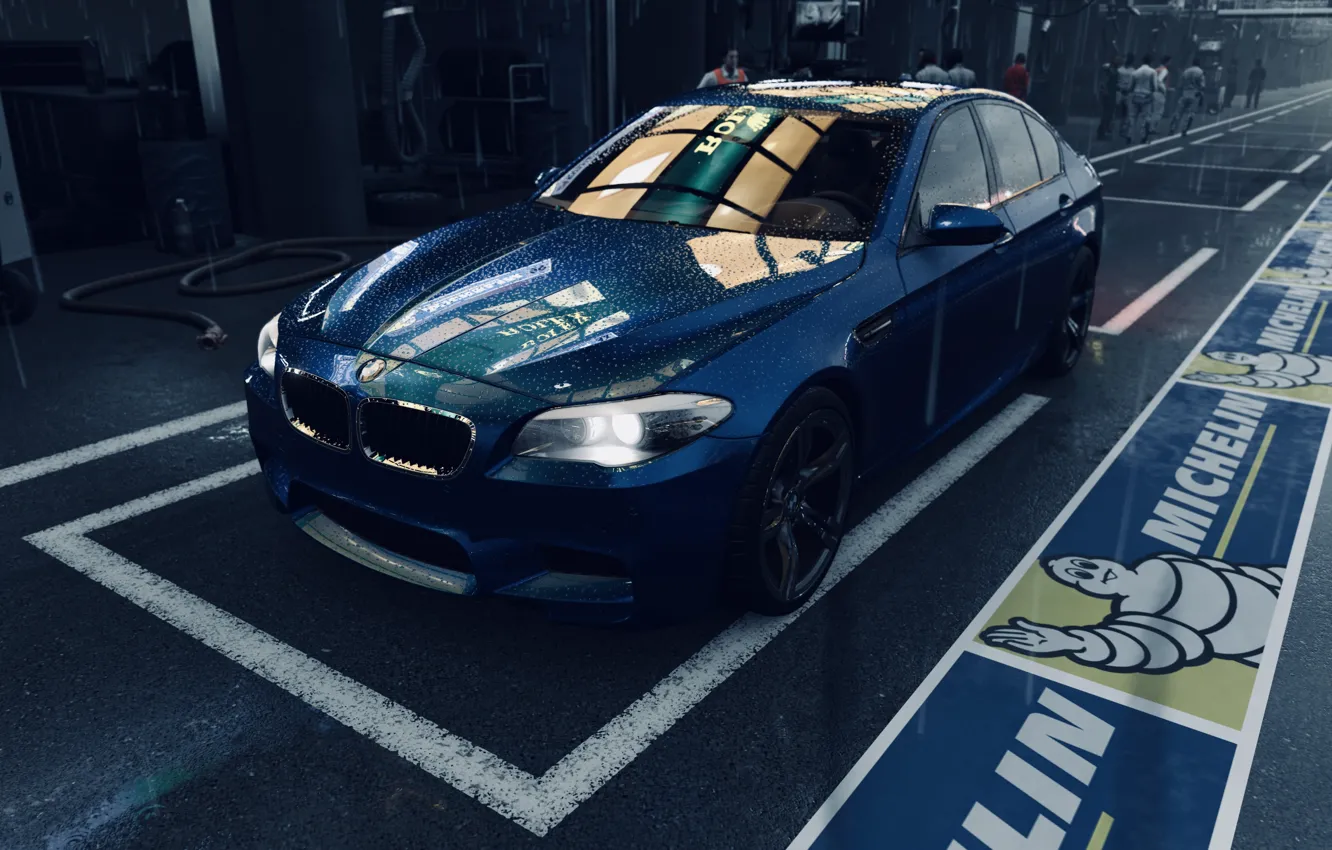 Photo wallpaper HDR, BMW, game, rain, F10, 5, FM7, UHD