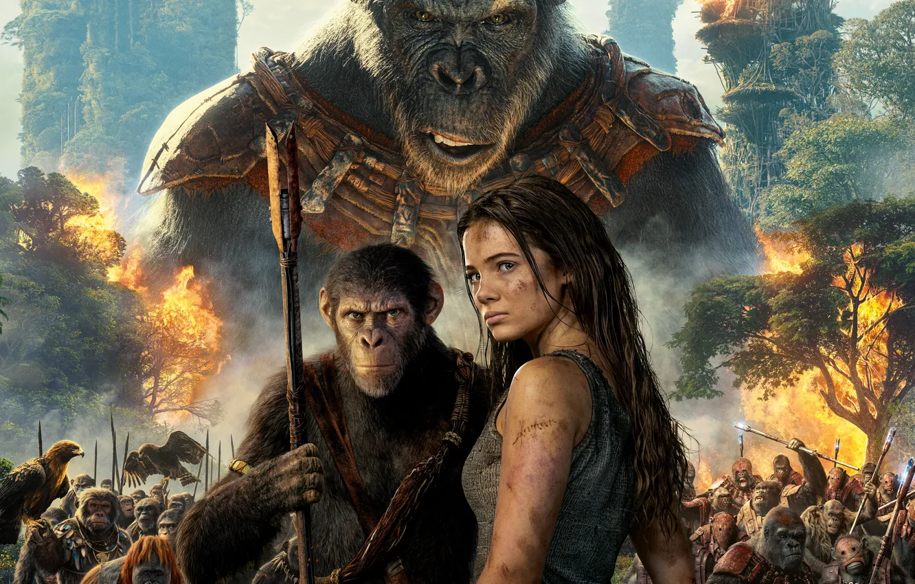 Photo wallpaper girl, fiction, monkey, USA, adventure, action, drama, Freya Allan