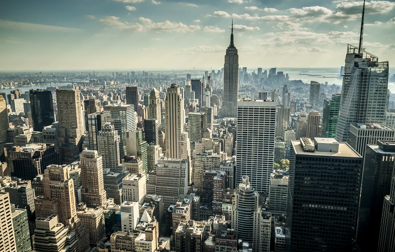 Photo wallpaper home, New York, skyscrapers, panorama, USA, megapolis, the view from the top