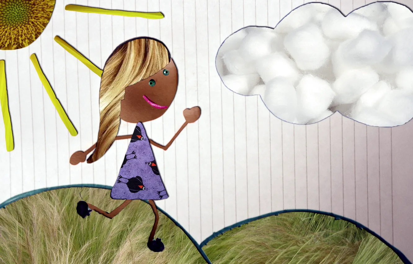 Photo wallpaper the sun, style, background, art, girl