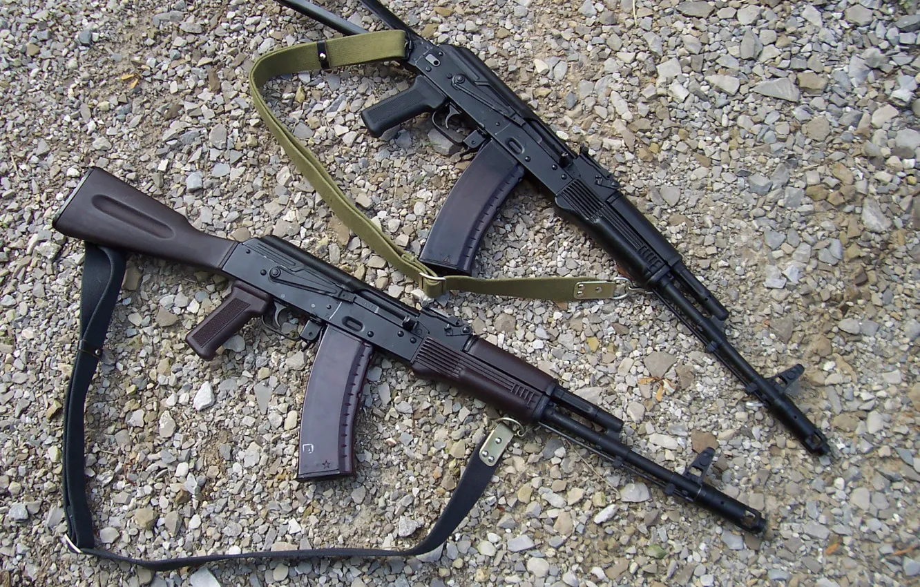 Photo wallpaper gravel, Kalash, 2 pieces, AK-74, Kalashnikovs