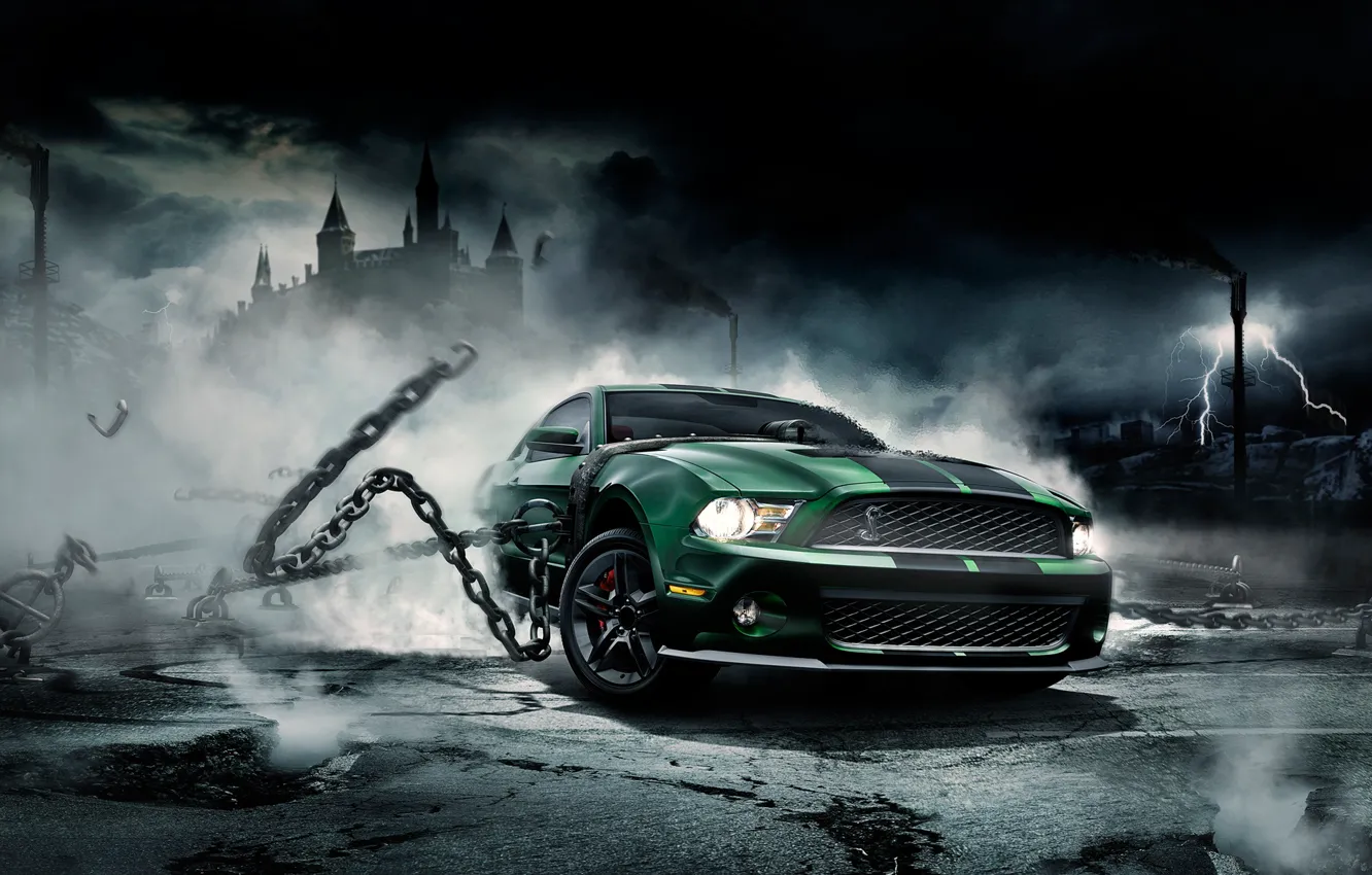 Photo wallpaper Mustang, Ford, Shelby, Mustang, chain