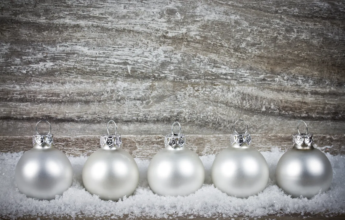 Photo wallpaper winter, balls, snow, holiday, toy, the scenery, white, Christmas