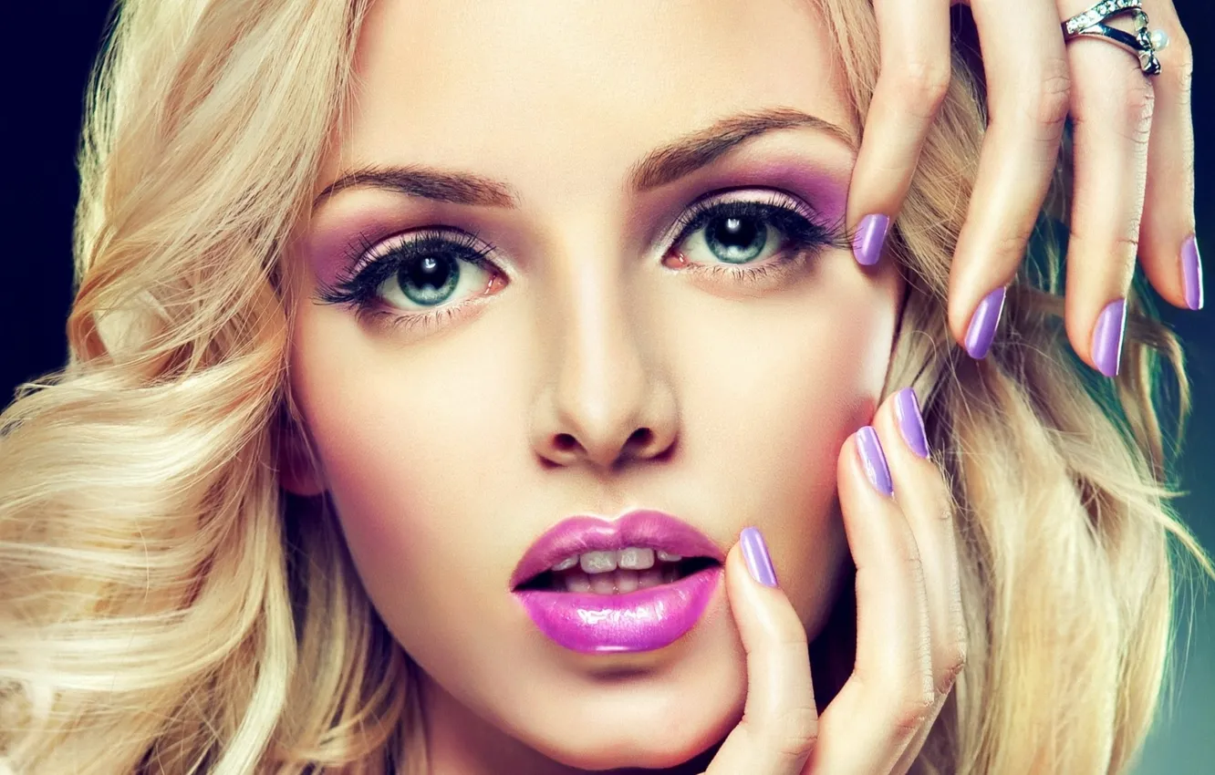 Photo wallpaper face, model, manicure