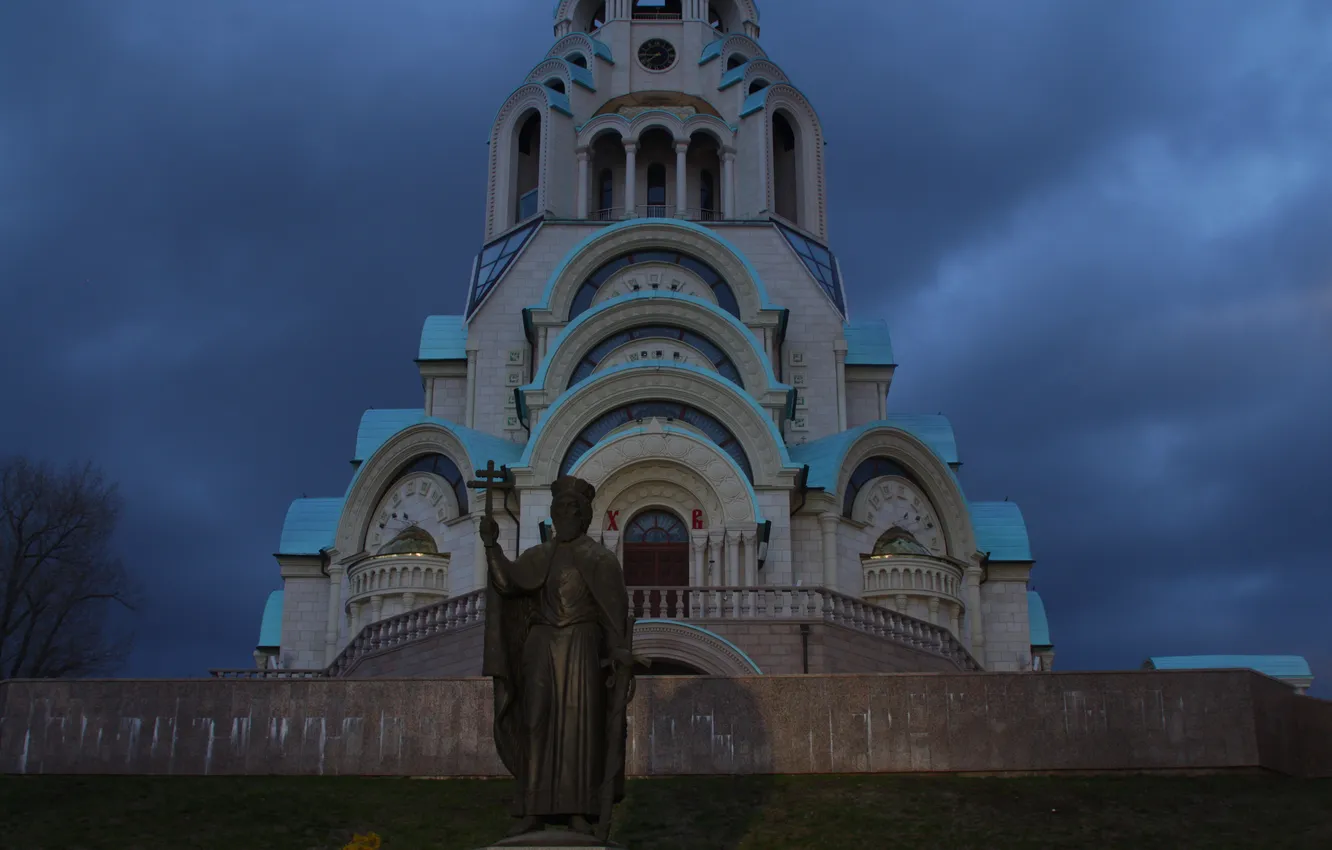 Photo wallpaper the sky, clouds, the evening, Russia, architecture, twilight, Samara, Saint Sophia Cathedral