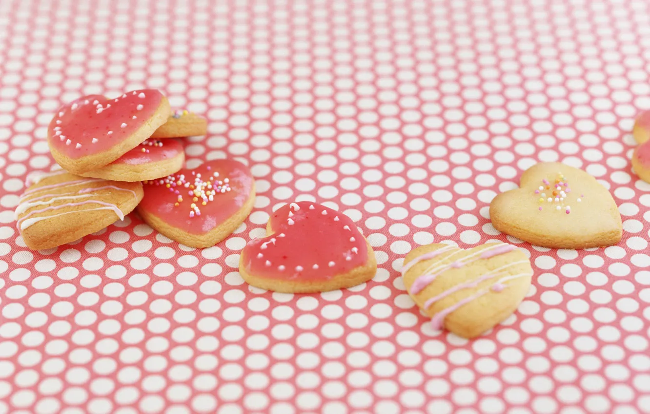 Photo wallpaper cookies, pink, hearts