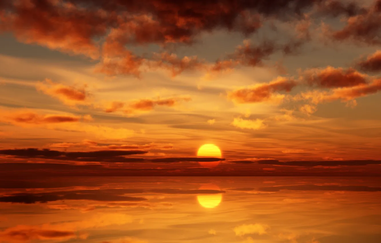 Photo wallpaper sea, the sun, sunset
