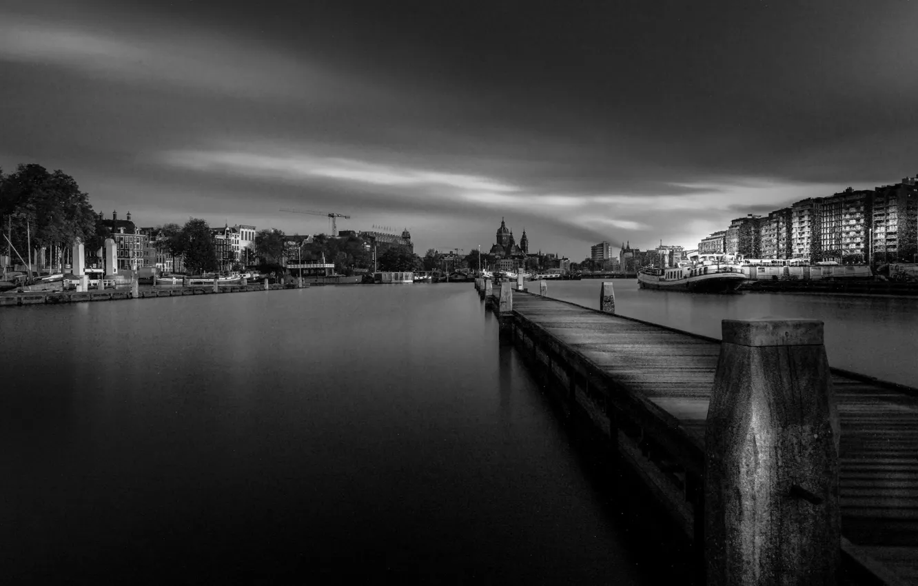 Photo wallpaper home, pier, Amsterdam, Netherlands, harbour