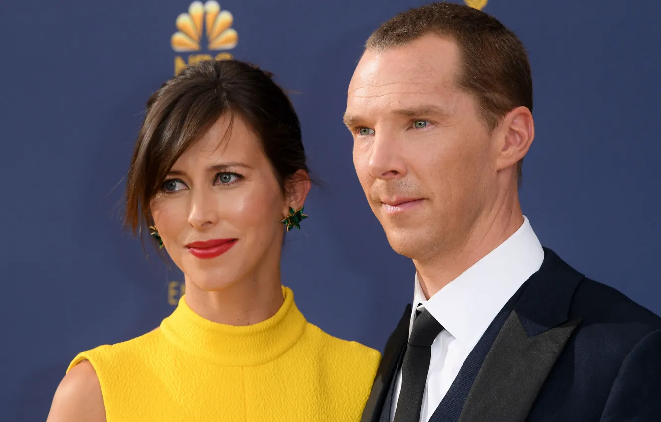 Photo wallpaper smile, two, Benedict Cumberbatch, wife, Benedict Timothy Carlton Cumberbatch, Sophie Hunter