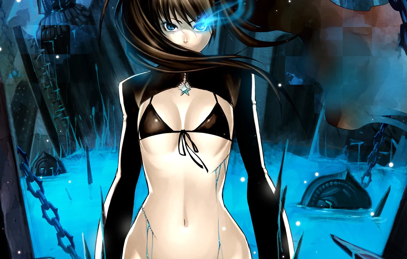 Photo wallpaper girl, black rock shooter, anime, water, Mato, asterisk, kuroi