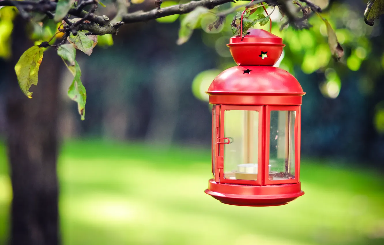 Photo wallpaper red, lamp, candle, lantern