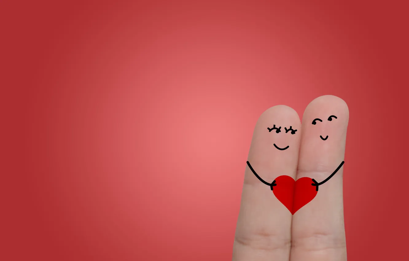 Photo wallpaper smile, hearts, fingers