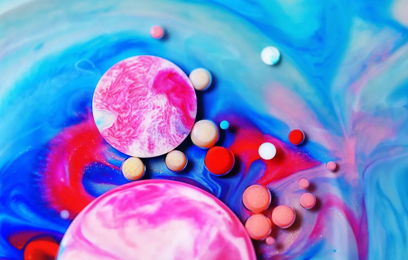 Photo wallpaper balls, macro, bubbles, paint, the volume