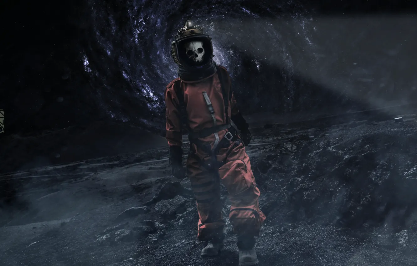 Photo wallpaper Skull, Space, Loneliness, Astronaut, Death, Male, Black hole