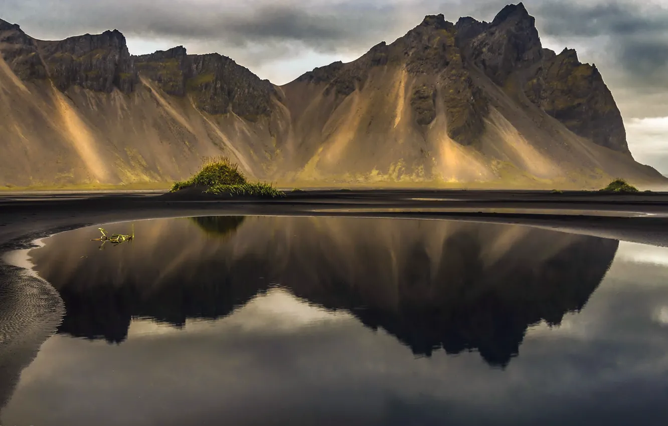 Photo wallpaper Iceland, Vestrahorn, Stokksnes, coastal mountain range