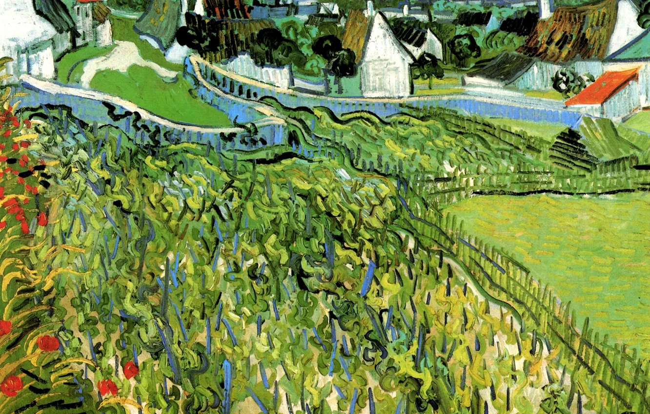 Photo wallpaper Vincent van Gogh, a View of Auvers, Vineyards with
