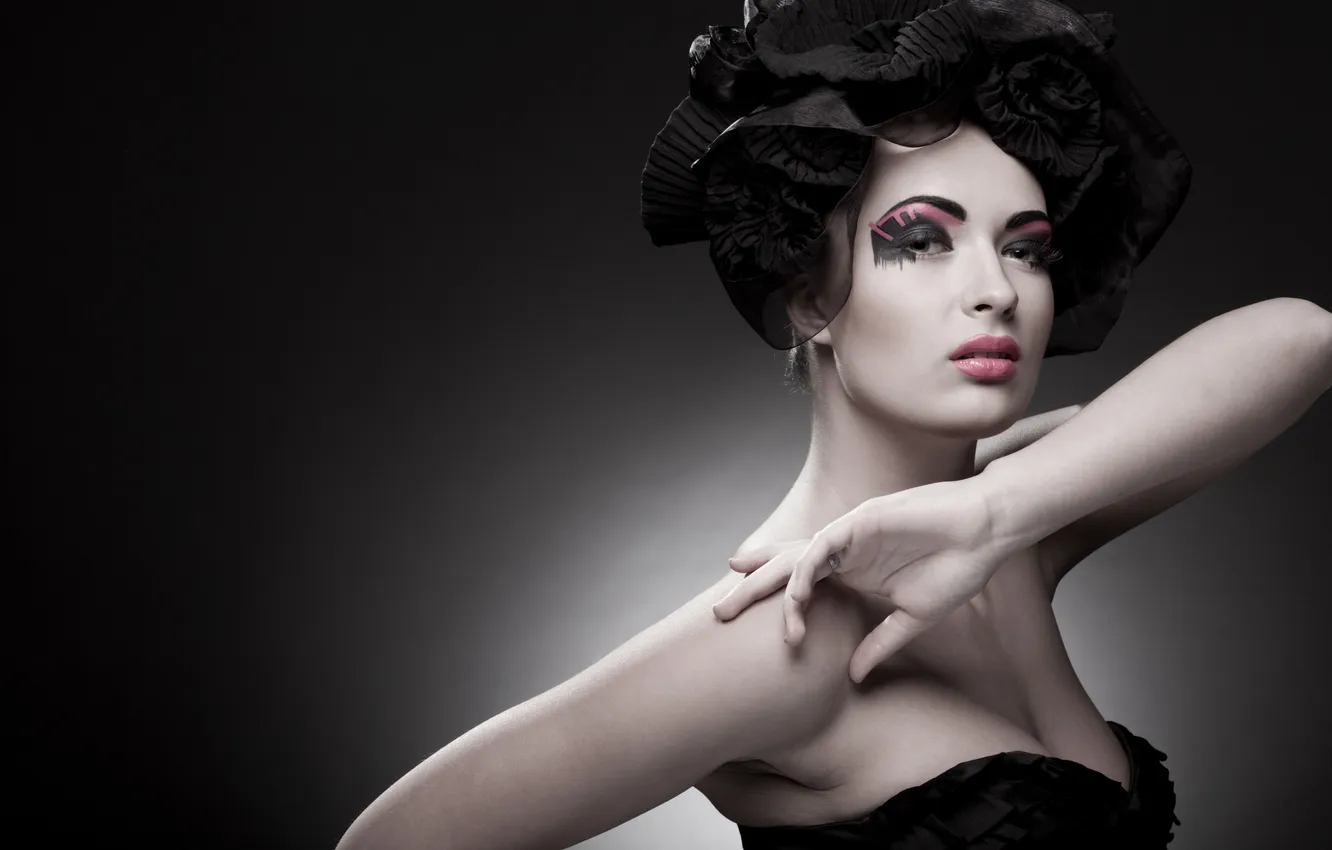 Photo wallpaper look, girl, makeup, hat