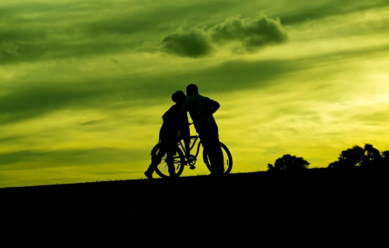 Photo wallpaper sunset, mood, silhouette