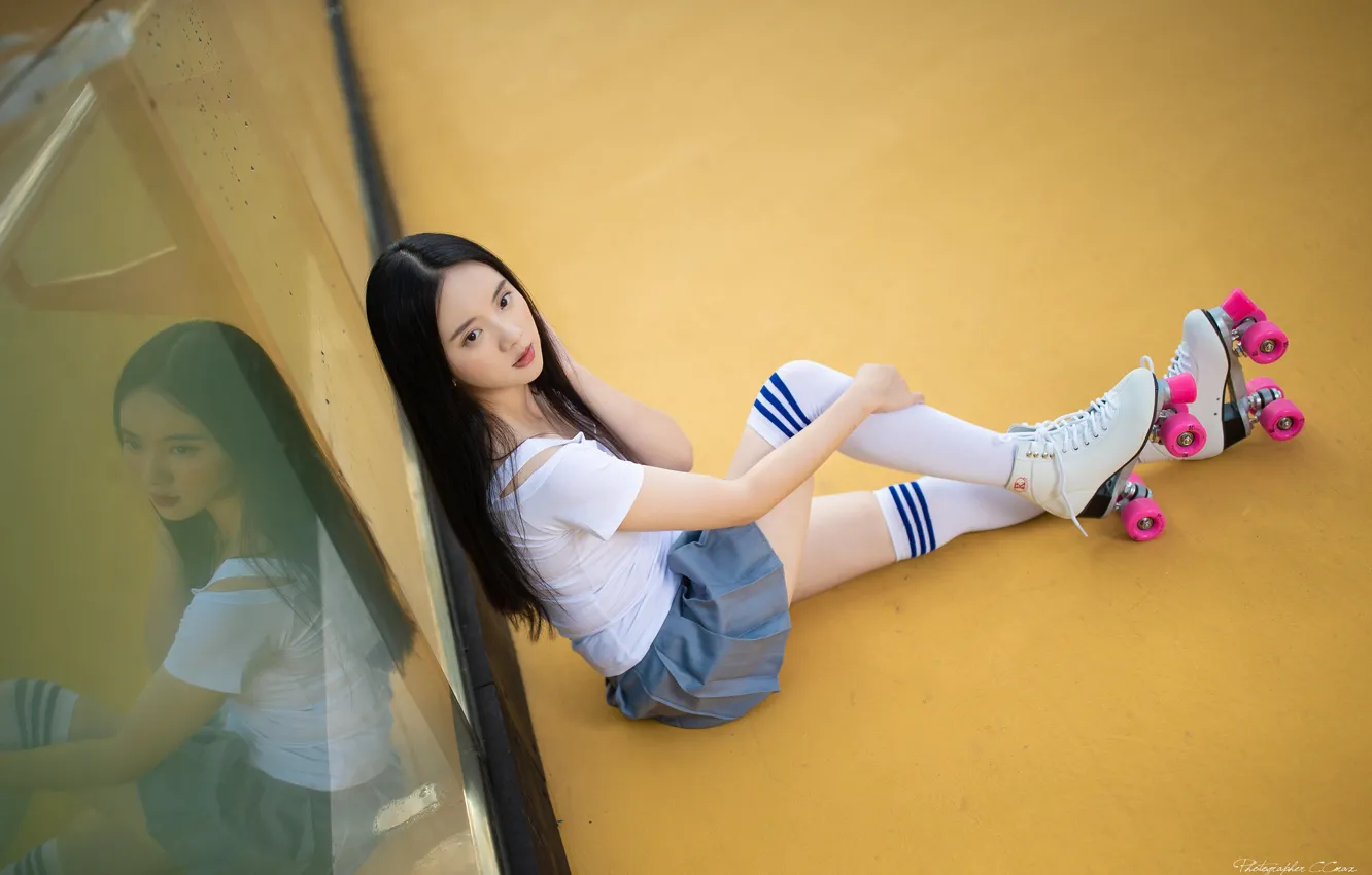 Photo wallpaper summer, girl, face, style, hair, skirt, videos