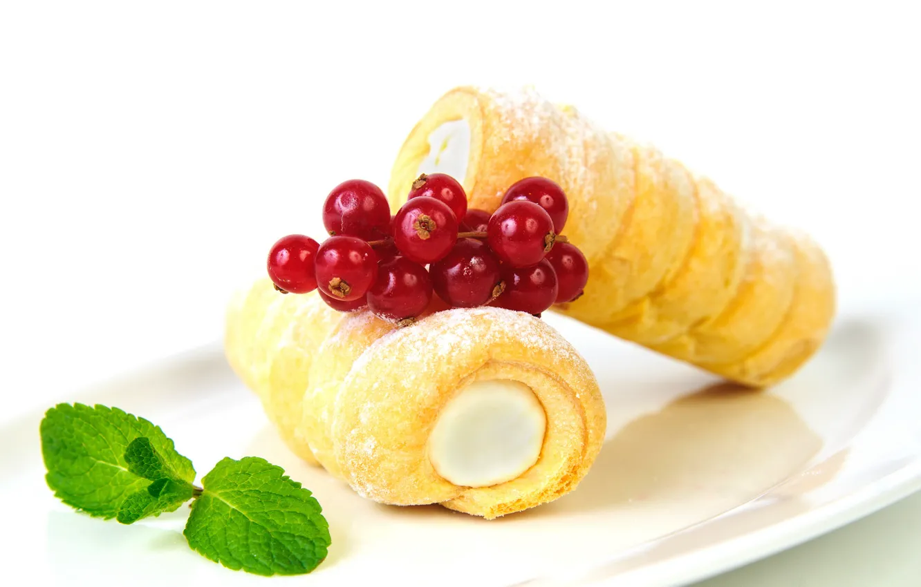 Photo wallpaper berries, food, cream, dessert, currants, cakes, sweet, sweet