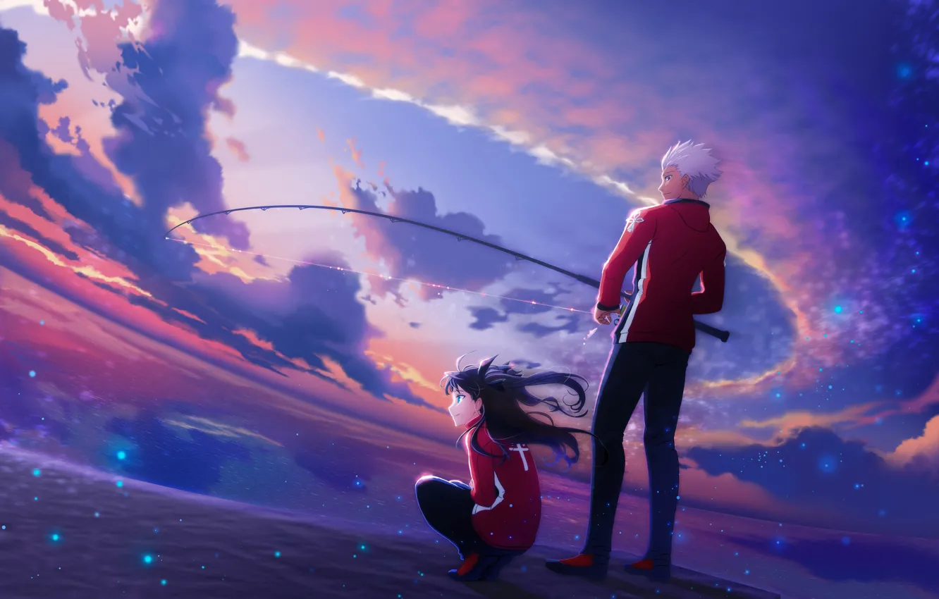 Photo wallpaper the sky, rod, Rin, Archer, Fate stay night, Fate / Stay Night
