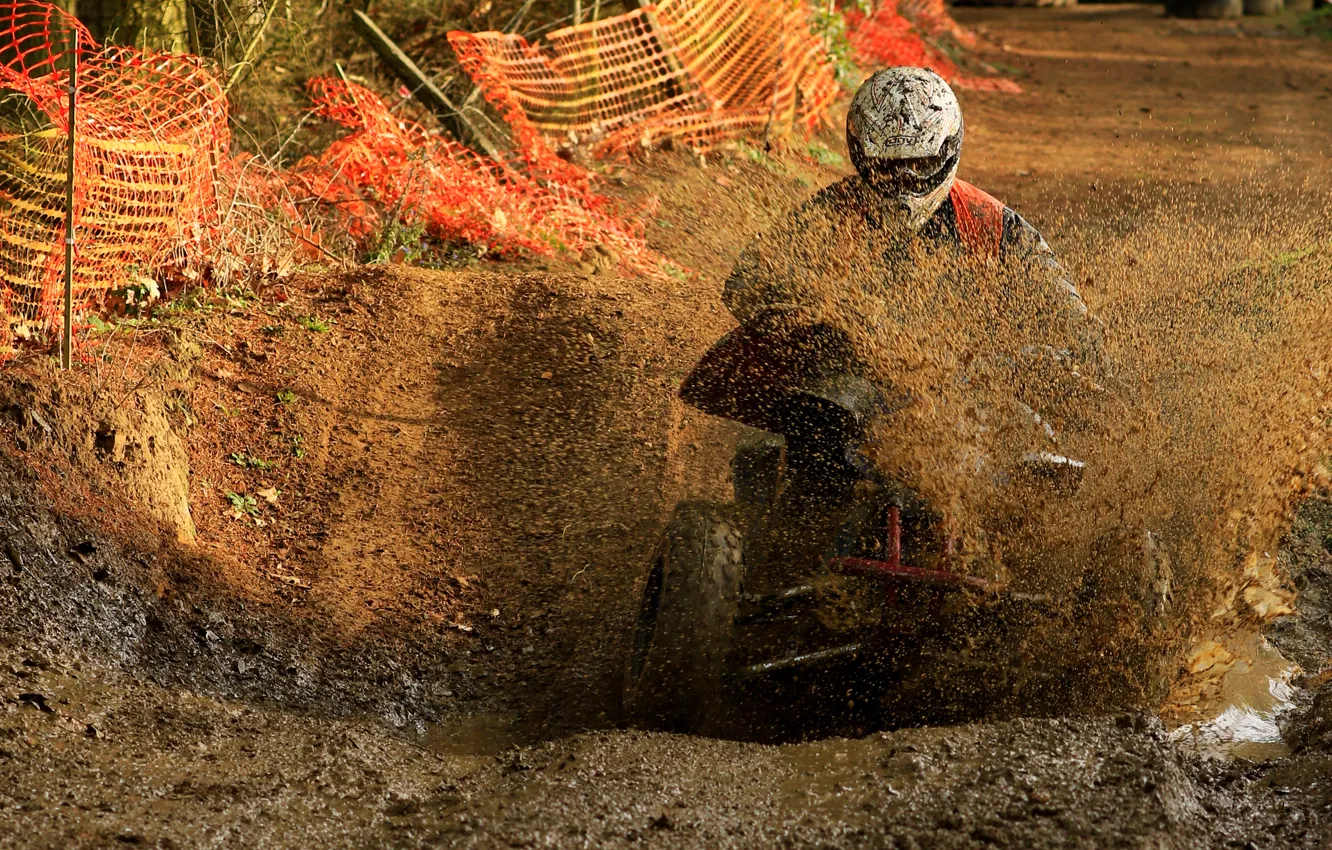 Photo wallpaper race, speed, track, dirt, ATV