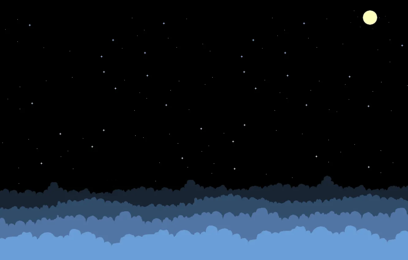 Photo wallpaper the sky, stars, clouds, night, the moon, figure, minimalism, art