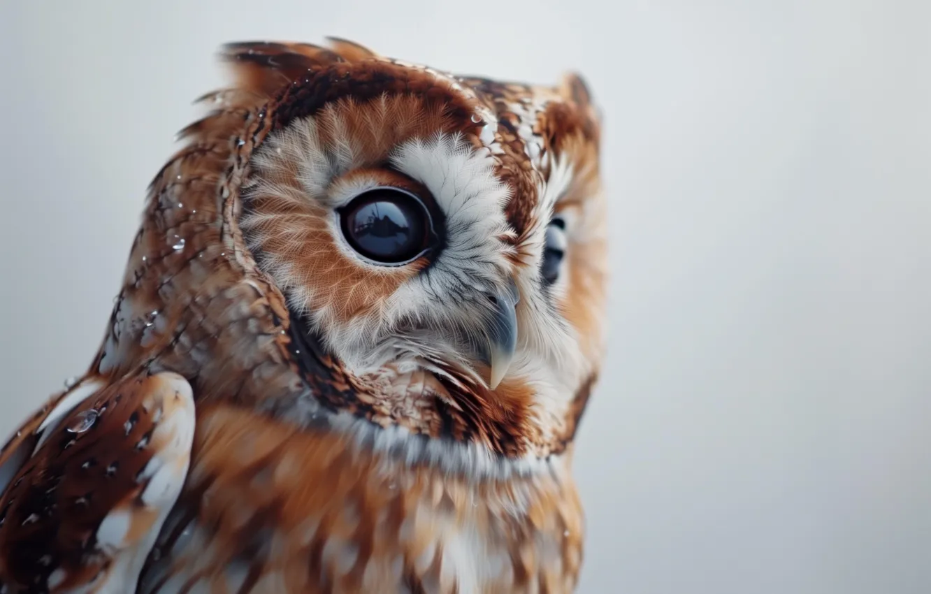 Photo wallpaper art, feathers, owl