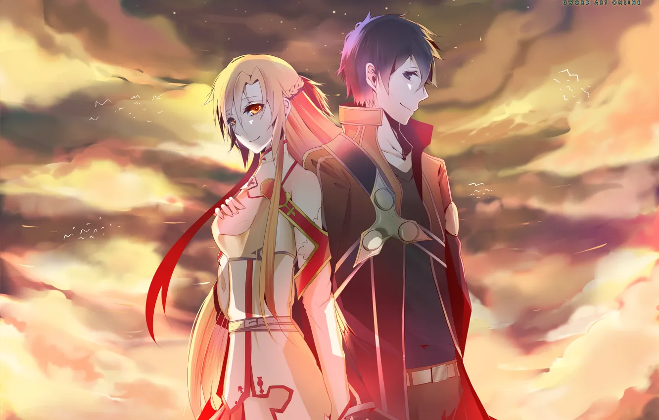 Photo wallpaper anime, art, sword art online, sword art online, kirito, Asuna