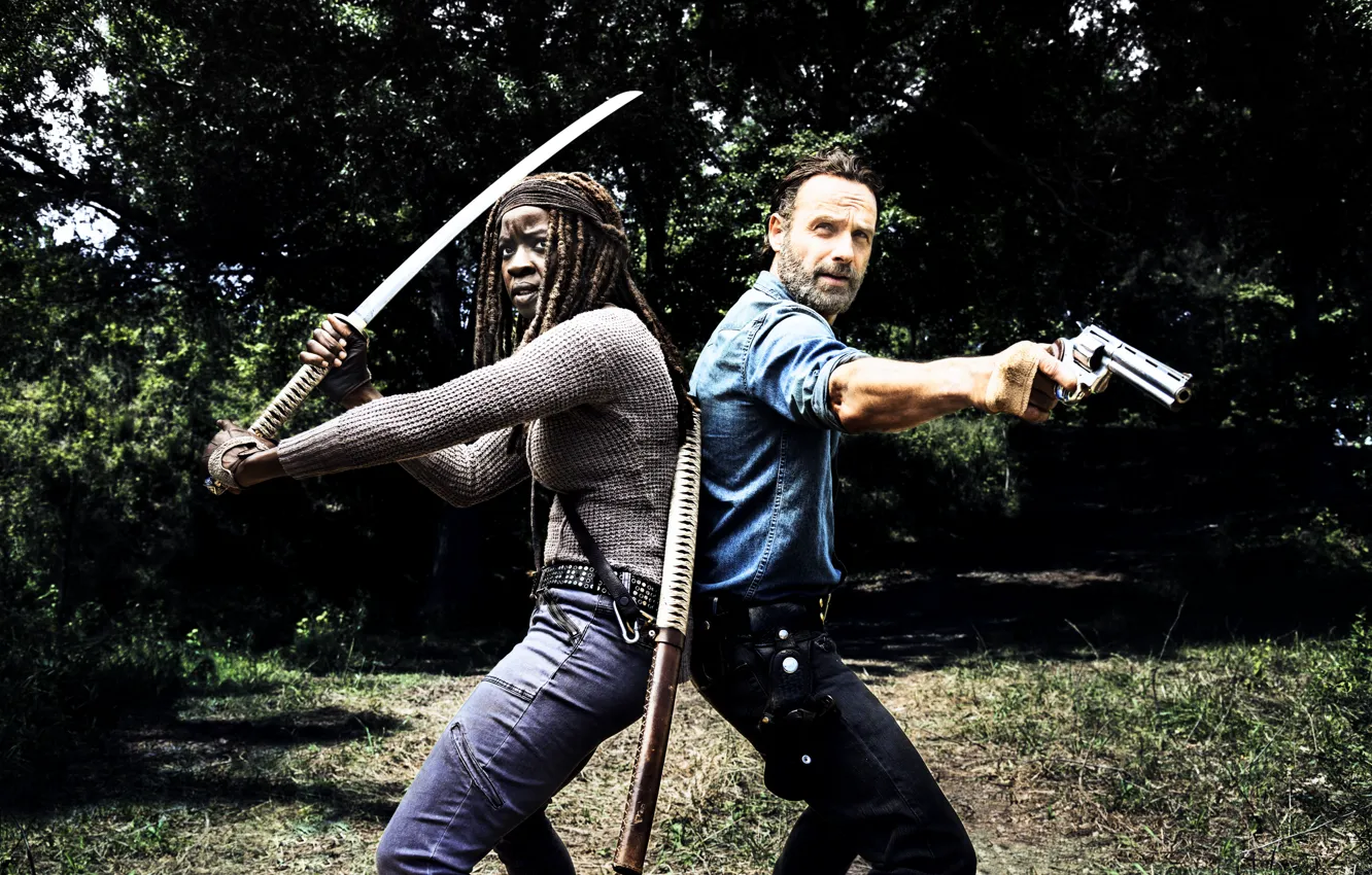 Photo wallpaper The Walking Dead, Rick Grimes, Michonne, Season 8