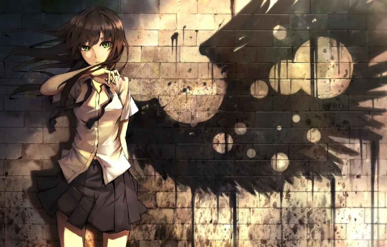 Photo wallpaper sadness, girl, wings, anime