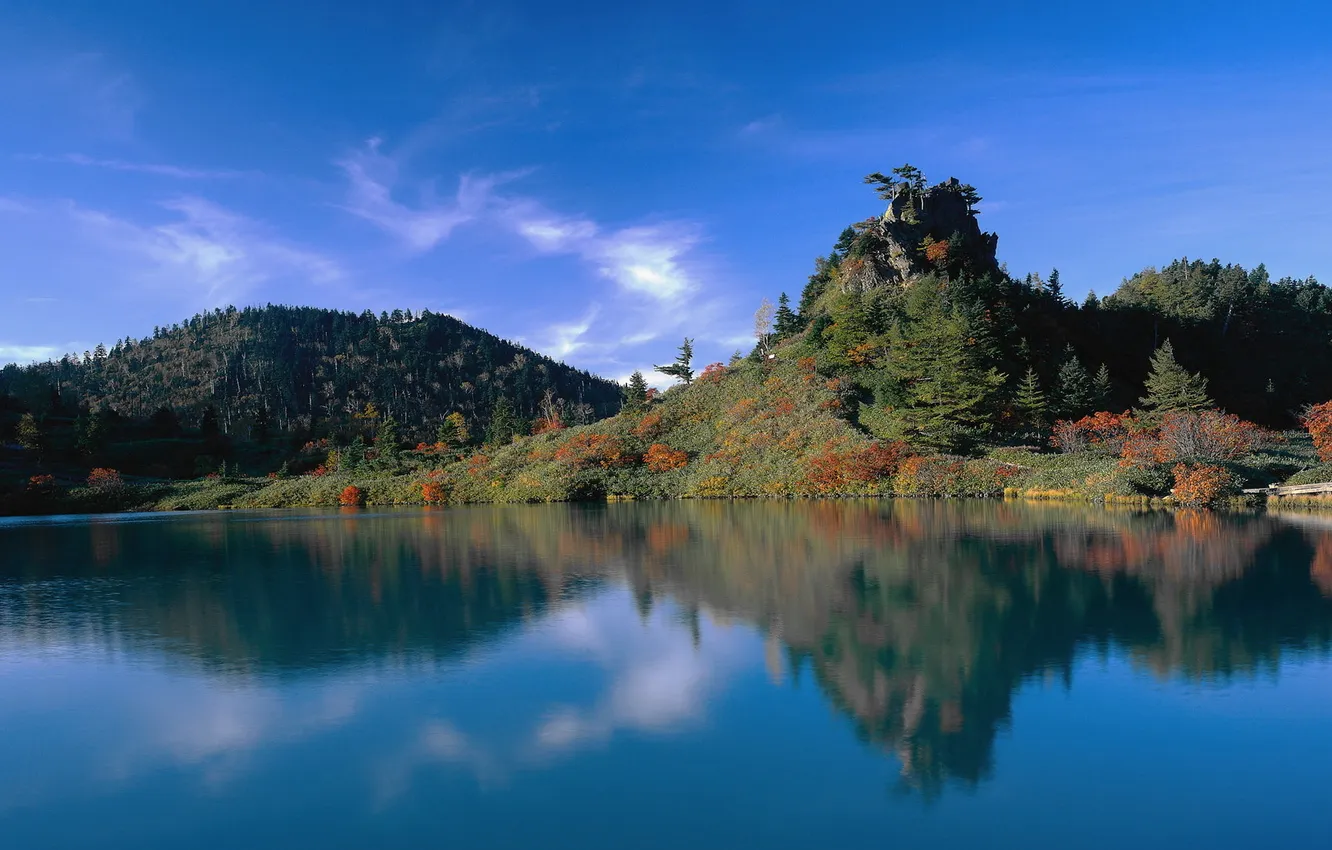 Photo wallpaper the sky, trees, mountains, nature, lake, reflection